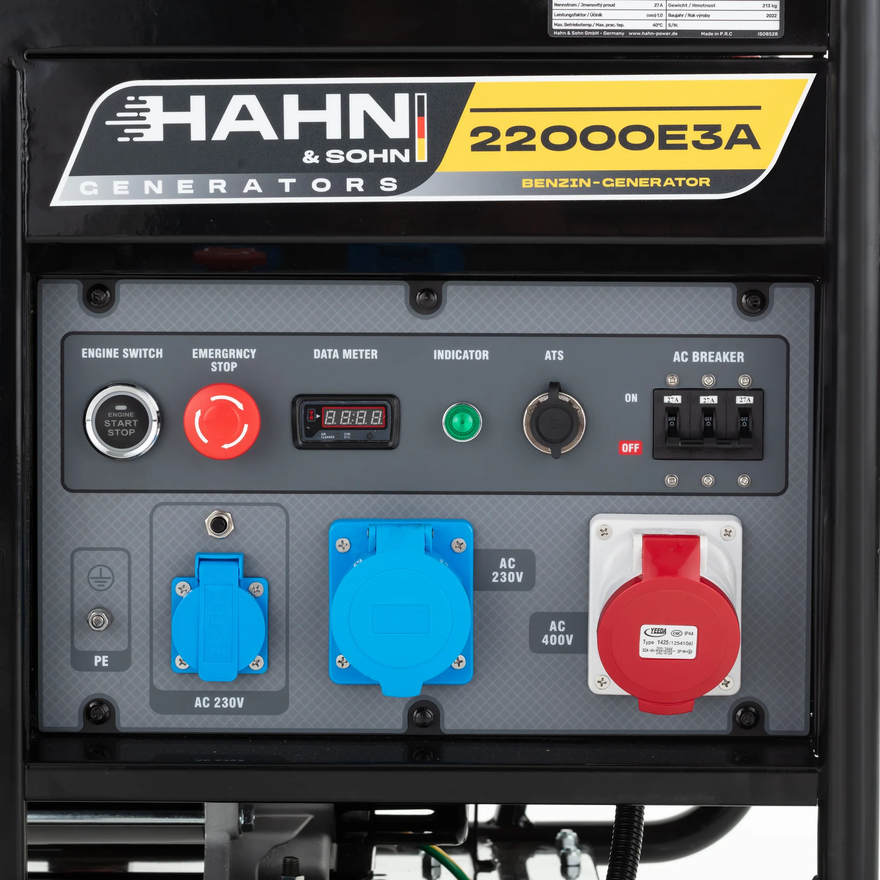 Benzínový generátor Hahn & Sohn HGG 22000E3A 5-ročná záruka