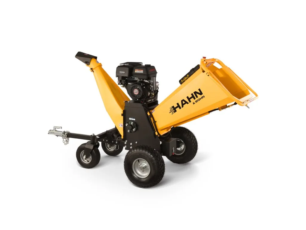 Profesionálny benzínový drvič dreva Hahn & Sohn HDV04APRO-E s hydraulickým podávaním a elektrickým štartom